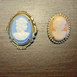 Vintage Cameo Pins/Brooch with Gold Toned Backing